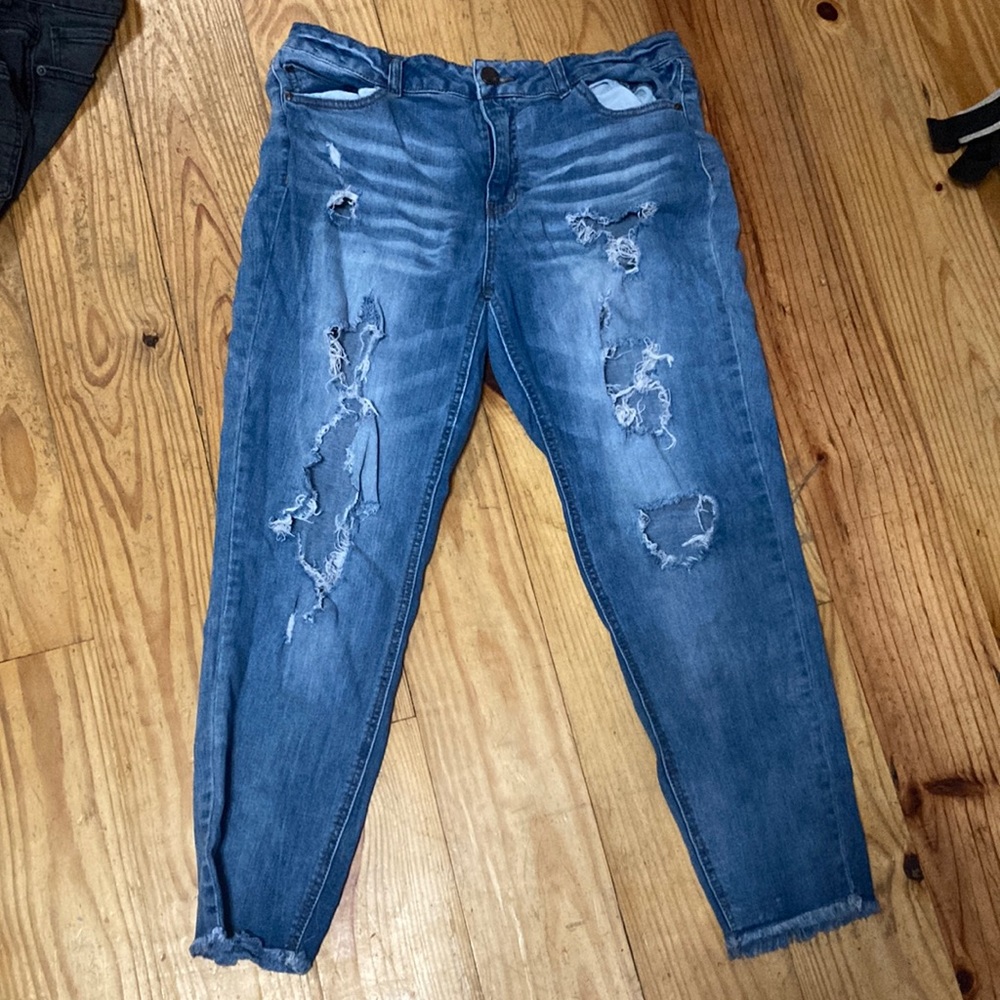 Ripped, blue mom jeans